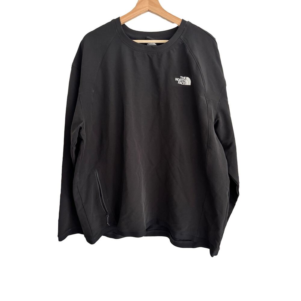 North Face Men's 3XL Black Crewneck Pullover Sweatshirt Zip Pocket Lightweight